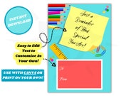 Sticky Note Teacher Appreciation Printable, Teacher Appreciation Week, Preschool Teacher Appreciation Gift, High School Teacher
