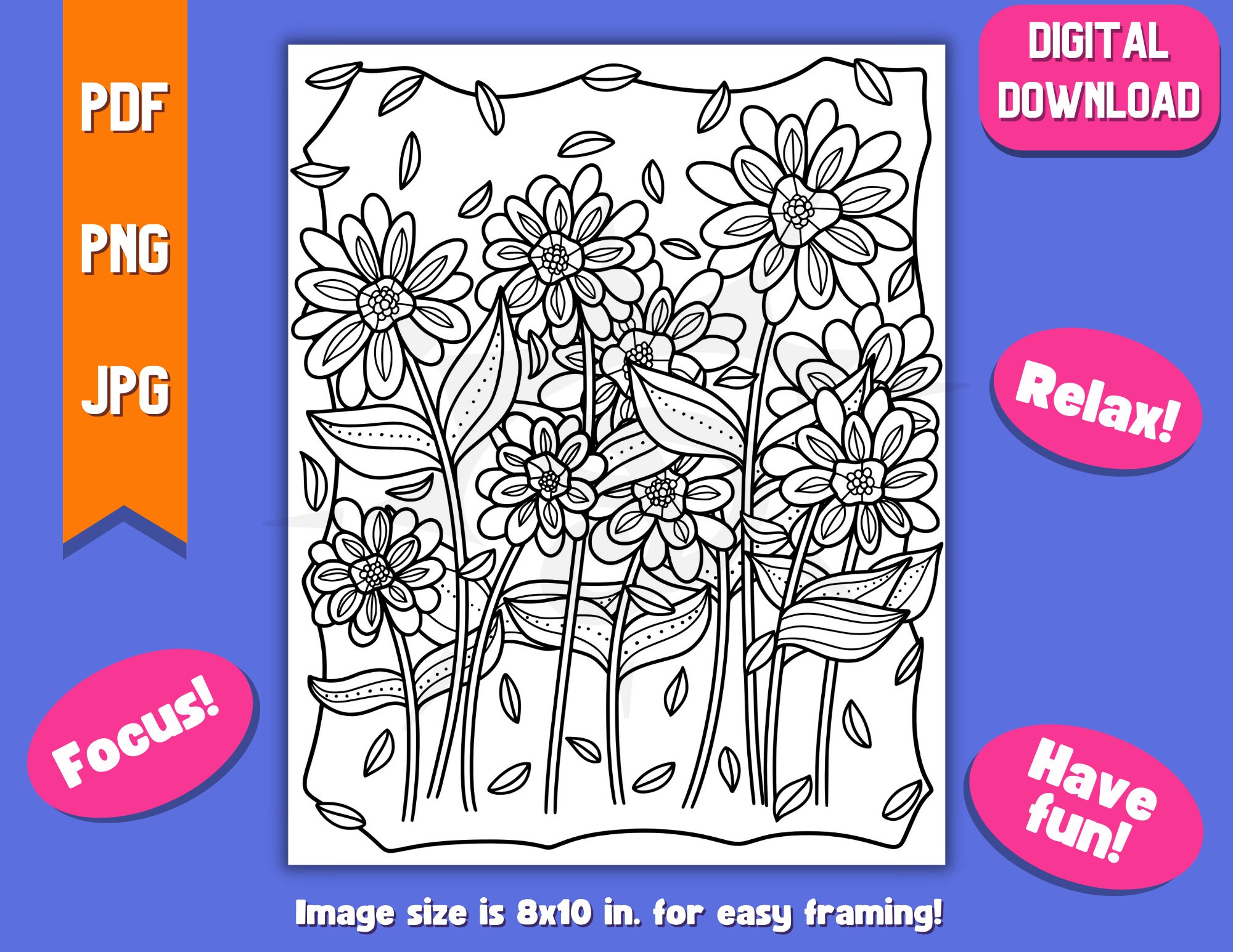Flower Printable Adult Coloring Pages, Coloring Books for Adults ...