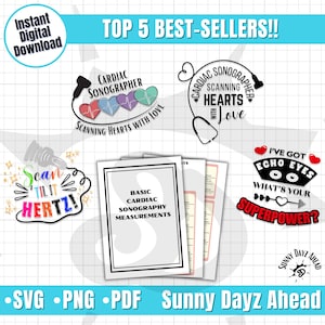 Echo Tech Digital SVG Clipart Bundle, Cardiac Sonographer Best Seller PNG, Radiology Ultrasound Coworker Gift Idea, Medical Gift Cricut File