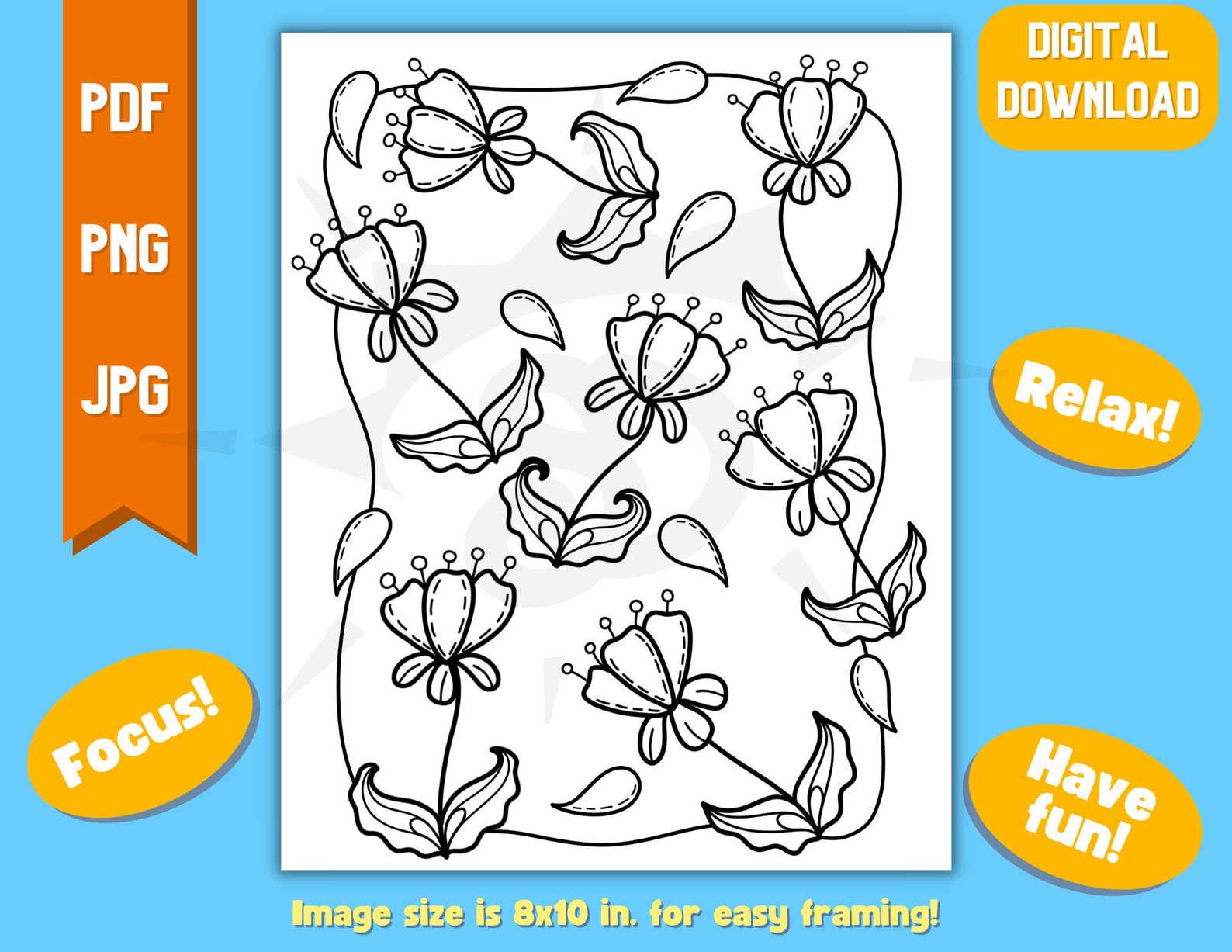 Flower Printable Adult Coloring Pages, Coloring Books for Adults ...
