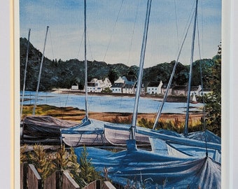 Print from Original Acrylic and Oil Painting - Boats in Dry Dock, Plockton