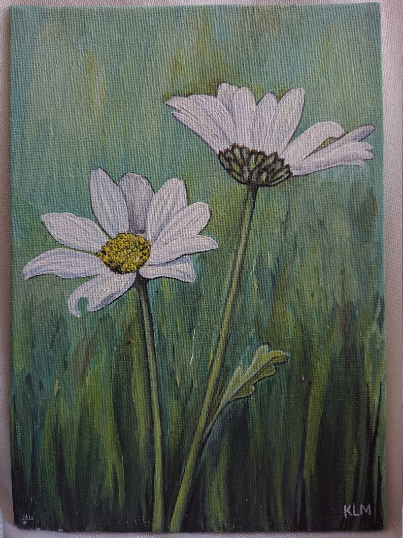 Original Acrylic Painting Ox-eye Daisies | Etsy