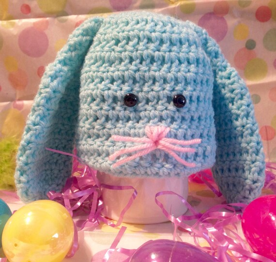 Items similar to Crochet Baby Easter Bunny Hat Blue and Pink, Baby