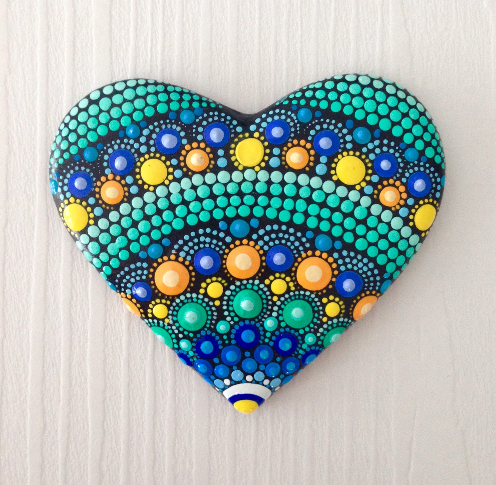 Ceramic heart Dot Art Painted ceramic Fairy garden marker | Etsy