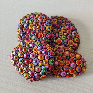 Set of 4 candy polka dot stones, dotart painted rock decorations, unique decorations, Painted rocks, garden rocks, house decoration rocks