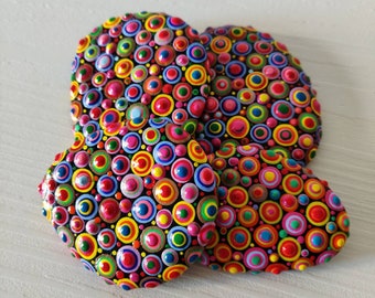 Set of 4 candy polka dot stones, dotart painted rock decorations, unique decorations, Painted rocks, garden rocks, house decoration rocks