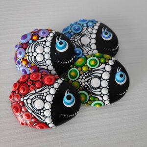 MINI Fishes on rocks- SET OF 4 Painted Stone Fairy Garden Gift  Decoration Painted rock Beachstone, Lucky charm gifts for friends and family
