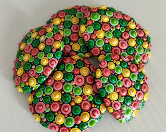 Set of 5 candy polka dot stones, dotart painted rock decorations, unique decorations, Painted rocks, garden rocks, house decoration rocks