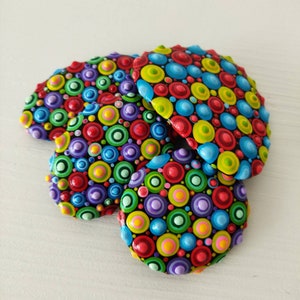 Set of 4 candy polka dot stones, dotart painted rock decorations, unique decorations, Painted rocks, garden rocks, house decoration rocks