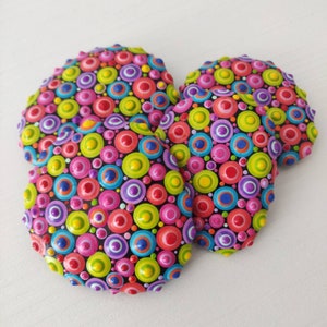 Set of 4 candy polka dot stones, dotart painted rock decorations, unique decorations, Painted rocks, garden rocks, house decoration rocks