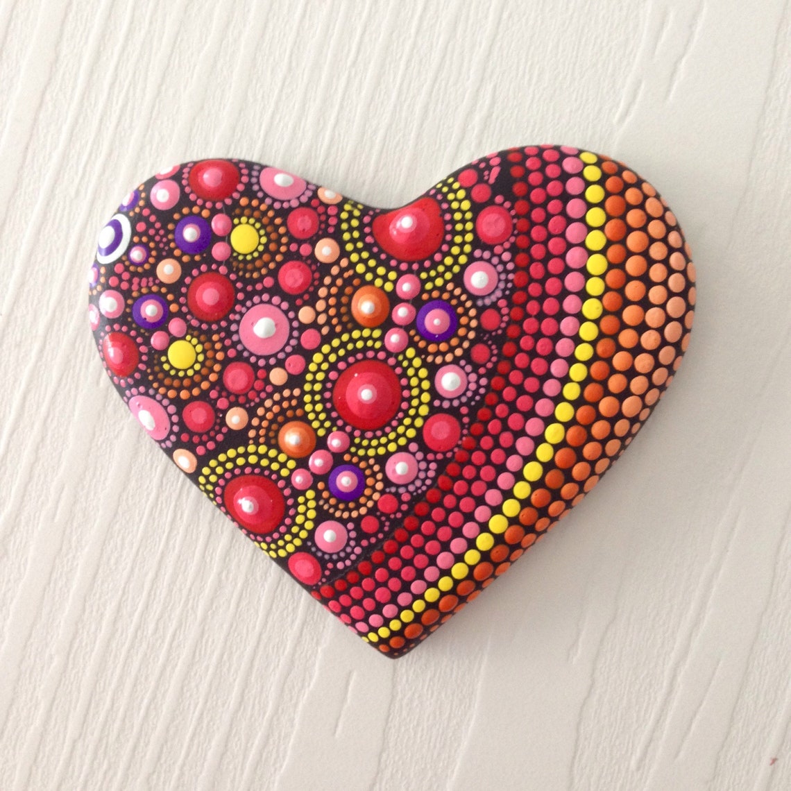 Ceramic heart Dot Art Painted ceramic Fairy garden marker Etsy