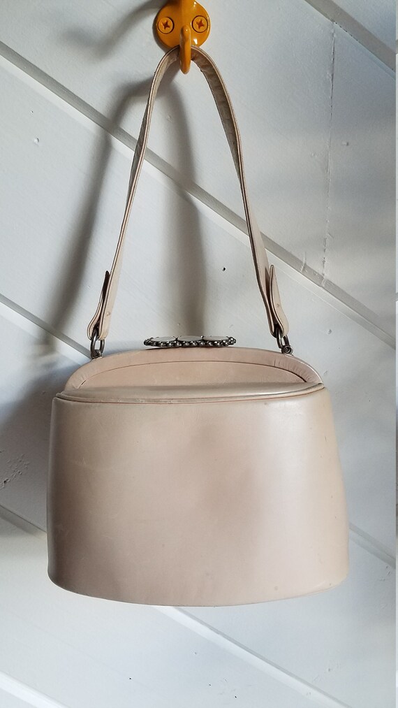 Vintage soft pink leather purse with mother of pe… - image 5