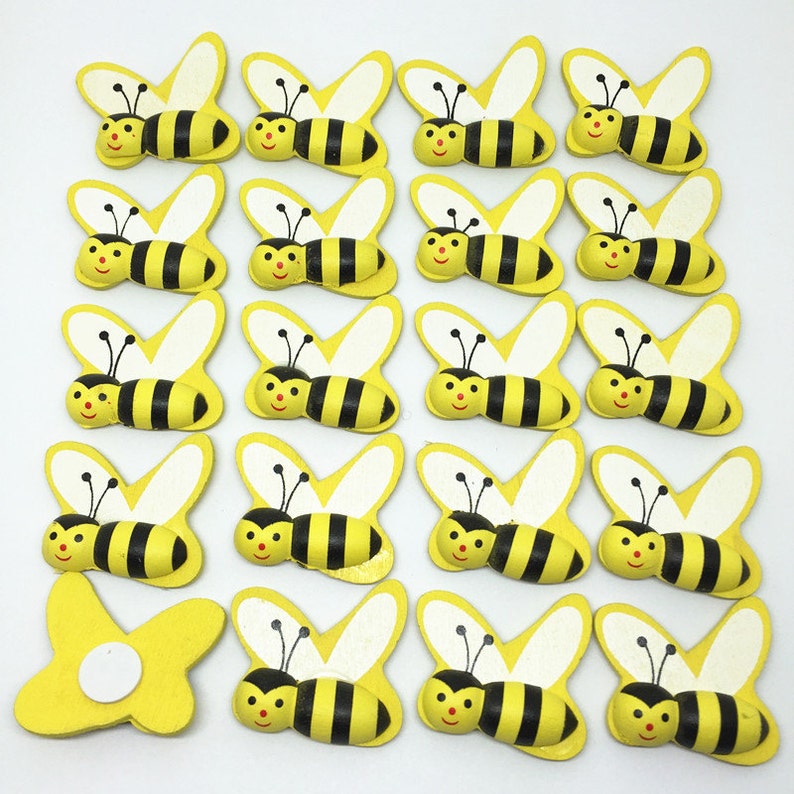 Mini Wooden Bumble Bees X 20 Bee Insect Craft Card Wood Etsy