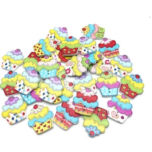 30 botões de madeira para cupcake, novidade, enfeites artesanais, cartão, scrapbooking