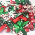 60 x Satin Christmas Embellishment Bows in Random Mixed Designs