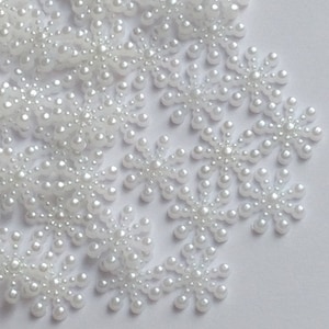 100 x Snowflake Flower Flatback Christmas Xmas Embellishments Craft White or Pink