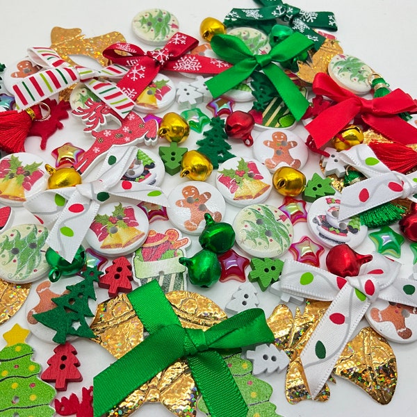 120 Embellissements de Noël Fabrication de cartes Scrapbooking, Boutons en bois - Cloches - Formes en feutre et plus encore !!