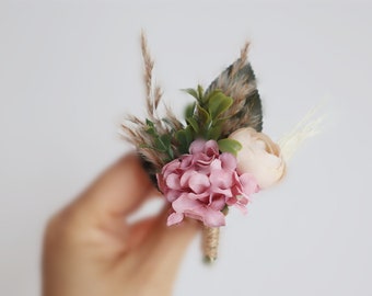 Wedding boutonniere, Rustic Boutonniere,  Rustic Boutonniere, Pampas boutonniere, wedding Rustic button hole