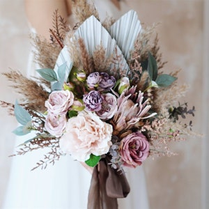 Rustic boho Wedding Bouquet,Artificial Faux Flowers Home Wedding Decor,bridal bridesmaids bouquets,Flowers Arrangement,Small Centerpiece