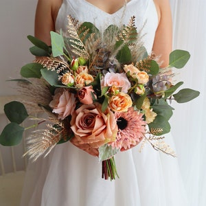 Rustic boho Wedding Bouquet,Artificial Faux Flowers Home Wedding Decor,bridal bridesmaids bouquet,Flowers Arrangement,Small Centerpiece