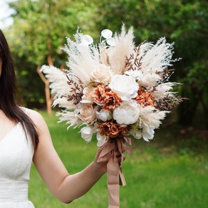 Bridal bouquet pampas gras, Boho Wedding Bouquet, Bridesmaid Bouquets pampas Bouquets,Nude Wedding Bouquets, White bridal bouquet