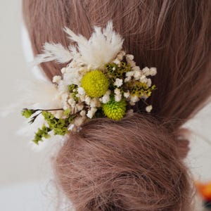 White Pampas Hair Comb,Dried flowers, Hair Comb,Boho wedding hair accessorie,Floral bridal, Bridesmaid kanzashi for wedding