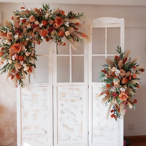 Arch arrangement/ Burnt orange / Backdrop arrangement - Boho wedding |Wedding arch flowers/Pampas arch arrangemen