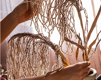 Artificial Pampas Reed Spray - Brown Beige | Flower Floral Design Arrangement | DIY Dried Flowers Wedding Bouquet