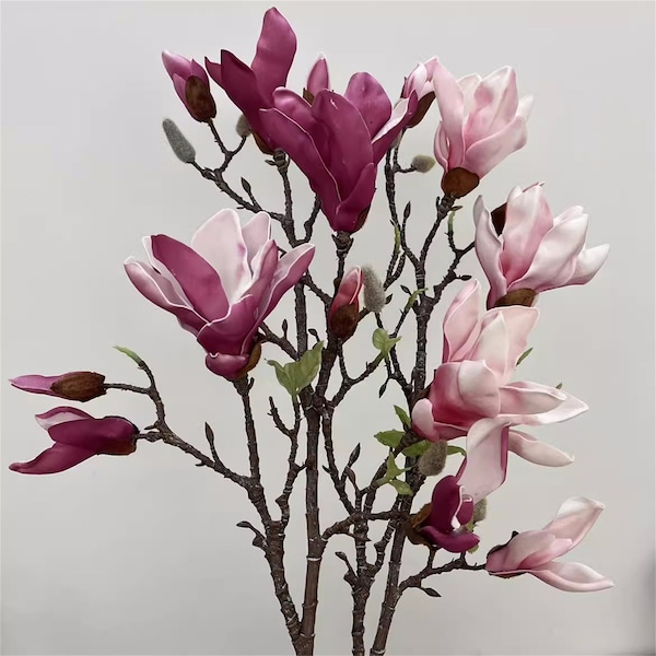 Branche de magnolia artificielle, ornements de fleurs de magnolia, art floral, cadeau de table classique