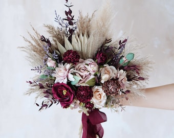 Rustic boho Wedding Bouquet,Artificial Faux Flowers Home Wedding Decor,bridal bridesmaids bouquets,Flowers Arrangement,Small Centerpiece