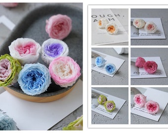 S 2-3cm(0.78in-1.18in) Colorful dried flower Real Preserved flower David Austin Rose Garden Roses Preserved Rose Heads wedding 4 pcs/ 8 pcs