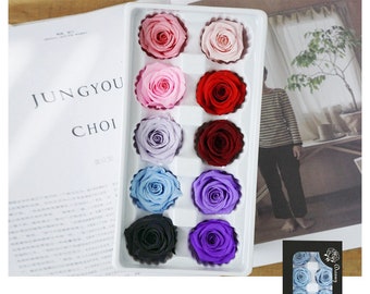 M 3-4cm(1.18in-1.57in) Colorful dried flower Real Preserved flower Rose Garden Roses Preserved Rose Heads wedding 10 pcs