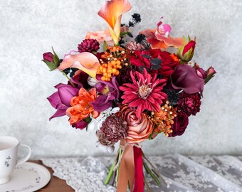 Classic Orange Calla Lily Wedding Bouquets,Elegant Artificial Flower wedding flowers