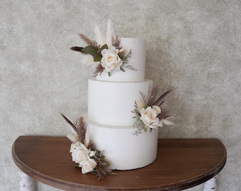 Set of 3 Wedding Cake Topper, small flower clusters, flower accents