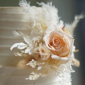 Wedding Cake Topper, Floral Cake Decoration, Cake Topper Flowers, Pink ,White,Dried flowers Cake flowers, Boho Wedding