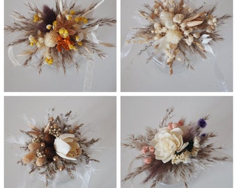 Dried flower corsage pampas, neutral wrist corsage rustic wedding bracelet corsage ladies corsage