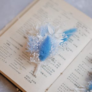 Blue hare&#39;s-tail grass ,White Baby Breath Wedding boutonniere, Rustic Boutonniere, Dried boutonniere, wedding Rustic buttonhole, Button hole