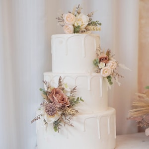 A Set Wedding Cake Topper, Floral Cake Decoration, Cake Topper Flowers, Pampass Cake Flowers, Rustic Wedding, Boho Wedding