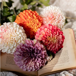 Real Touch Single Artificial Dahlia Flowers with Long Stem, Centerpieces, DIY Wedding Bouquet,Flowers for Home Decor, Restaurant