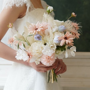 Classic Wedding  Bouquet,Pink silk flowers, Rustic Boho Flower Bouquet, Bridal bouquet, Wedding  bouquet ,Bridesmaid wedding flowers