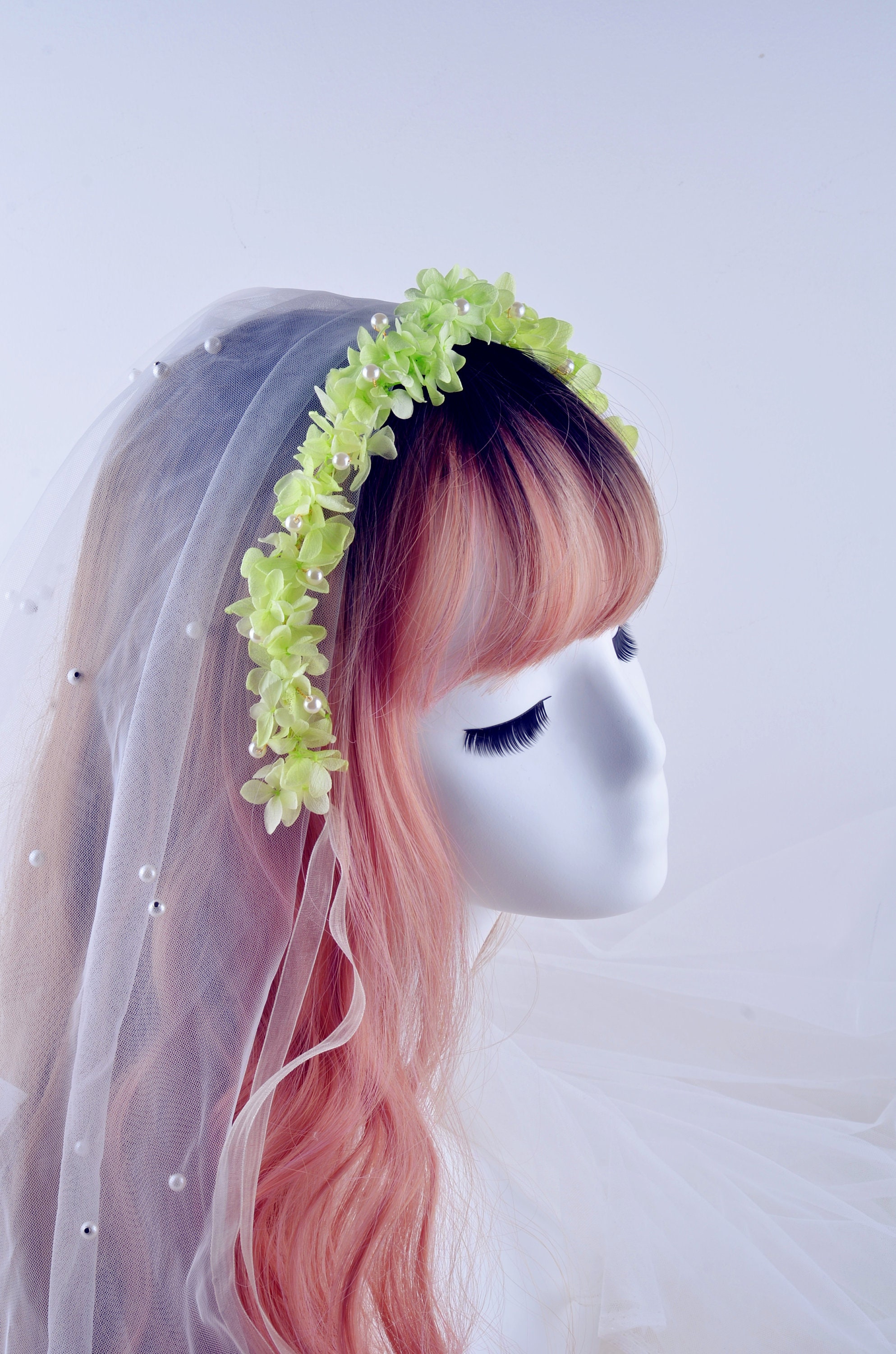 Preserved Natural Real Flower Crown Green Leaves Hydrangea Etsy