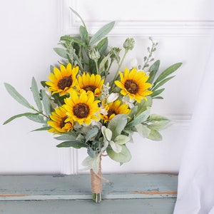 yellow silk sunflower peony Bridal bouquet,wedding bouquet, wedding flowers ,bridesmaid wedding flowers, rustic boho wedding