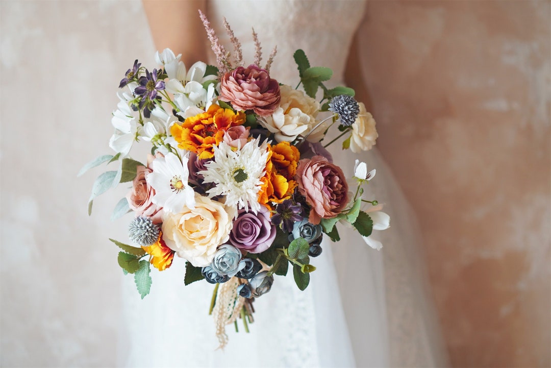 Gray Powder, Blue Gray, Artificial Flowers, White,yellowe Silk Flowers