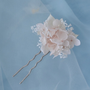 Preserved Natural real flower hair clip, Pink hydrangea clip ,Boho Floral bridal, Bridesmaid headpiece kanzashi for wedding