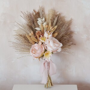 Bridal bouquet pampas gras, boho wedding bouquet, bridesmaid bouquets 6 inches