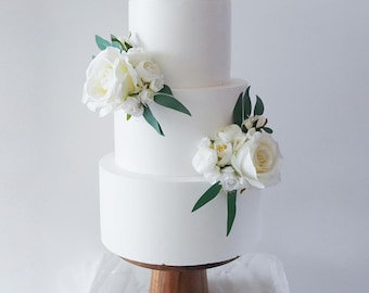 Two-tiered  Artificial flowers Cake Topper Set: Rustic Wedding Decor