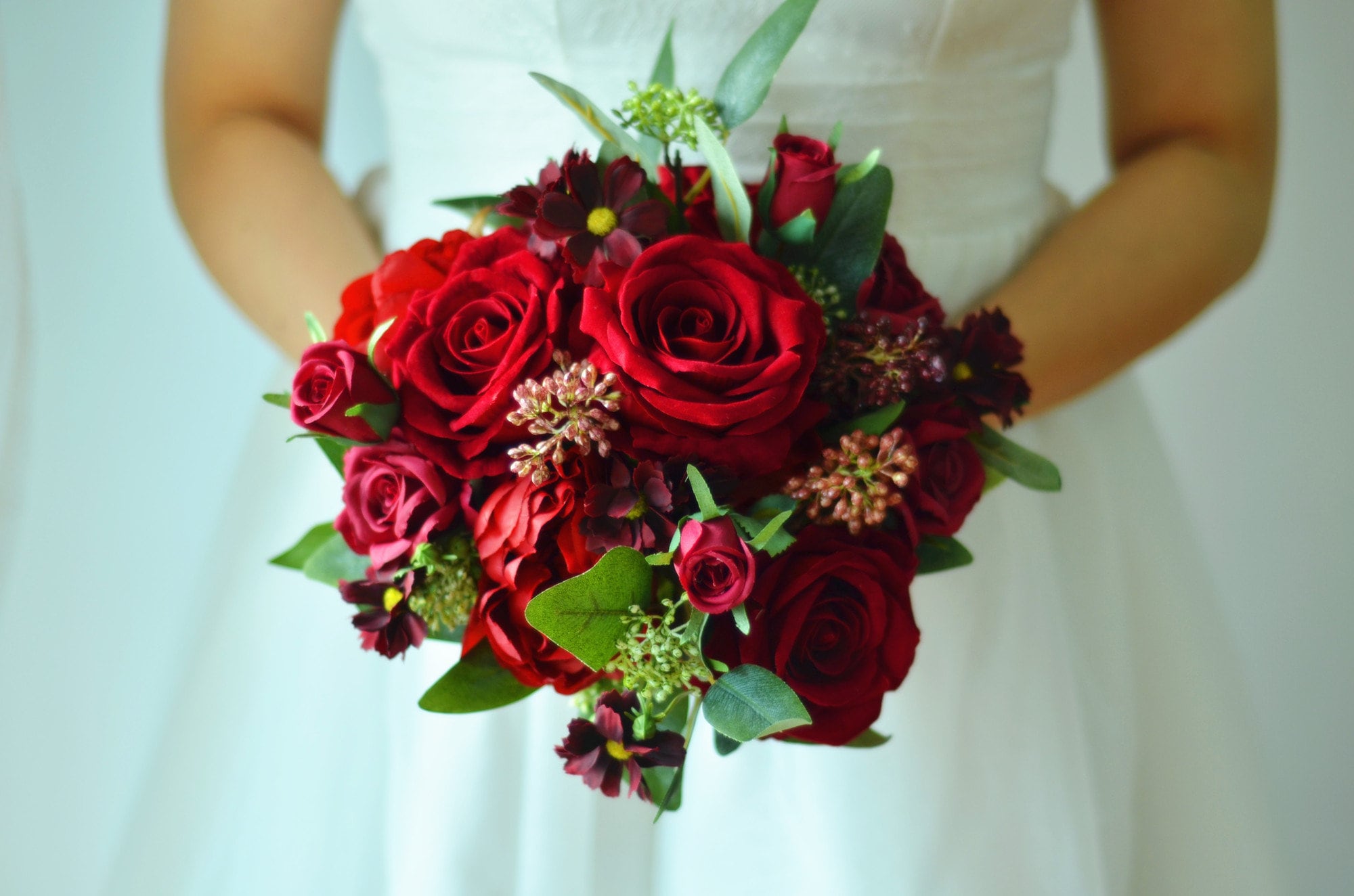 Red Silk Rose Peony Bridal Bouquet,wedding Bouquet, Wedding Flowers ...