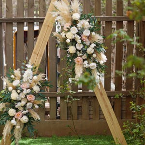 Beige Pampas Wedding Archway, Baby Shower Decor, Blush Pink Wedding Decor, Backdrop Floral, Wedding Arch Arrangement, Wall Decor