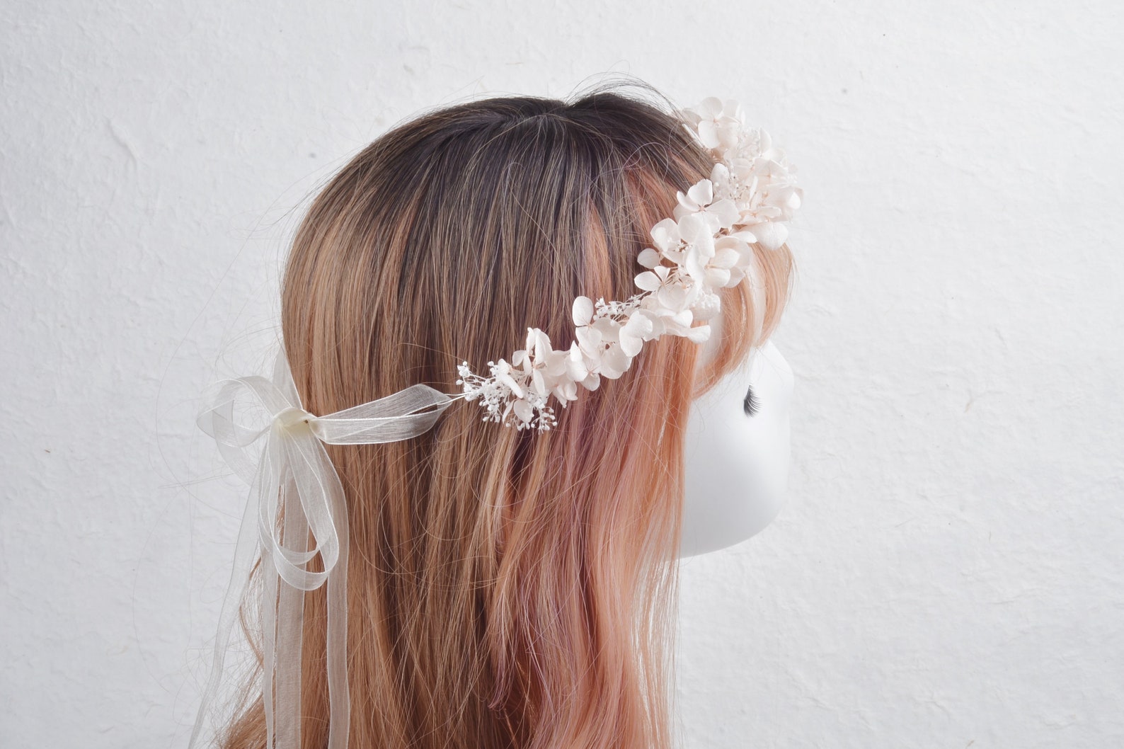 Preserved Natural real flower crown light pink hydrangeahalf Etsy