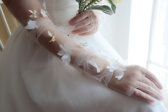 Guanti lunghi in pizzo bianco Eleganti guanti per feste guanti da sposa in pizzo bianco Accessori Guanti e muffole Guanti per costumi e maschere 